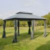 Outsunny 10' x 13' Soft Top Gazebo with Curtains; 2-Tier Steel Frame for Patio; Sage Gray