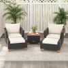 Patio Furniture Set with 2 Armchairs, 2 Ottomans, and Storage Side Table; 5 Pieces