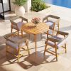 Patio Dining Set with Cushions and PE Rattan Backrest; 5 Pieces
