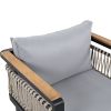 Outdoor 5 Person Sectional Sofa Set with Cushions and a Coffee Table; Grey; 4 Pieces