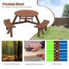 6-Person Circular Outdoor Wooden Picnic Table with 3 Benches