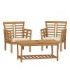 Outdoor Modern Acacia Wood Patio Chairs with Table; 3 Pieces