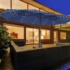 Twin Patio Umbrella with 48 Solar LED Lights; 15 Feet