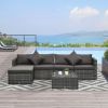 Outsunny 6PC Wicker Outdoor Sofa Set with Ottoman & Coffee Table; Charcoal