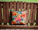 Peonies in Watercolor Throw Pillow Machine Washable, Indoor Outdoor Decorative Pillow for Couch, Bed or Patio, 14Hx14W