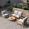 Direct Wicker Patio Sectional Sofa Set with Coffee Table; 4 Piece; Acacia Wood