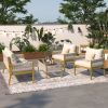 K&K 4-Piece Rope Patio Furniture Set, Outdoor Furniture with Tempered Glass Table