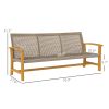 Outsunny 3-Seat Wicker Patio Sofa; Acacia Wood with Steel Seat; 1000 lbs Capacity