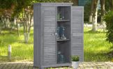 TOPMAX 3-tier Patio Storage Cabinet with Fir Wood
