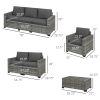 Outsunny Wicker Patio Furniture Set with Padded Cushions; Gray; 5 Piece