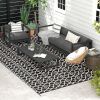Outsunny Reversible 9'x18' Outdoor Rug; Black & White Design