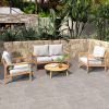 Direct Wicker Patio Sectional Sofa Set with Coffee Table; 4 Piece; Acacia Wood