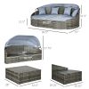 Outsunny Rattan Sectional Outdoor Daybed with Canopy; Light Grey; 4 Pieces