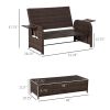 Outsunny Rattan Lounge Set; Includes Loveseat, Cushions, and Storage Footstool/Side Table; 2 Seater