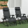 Outsunny 2 Piece Folding Zero Gravity Rocking Chair with Pillow; Black