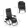 Outsunny 2 Piece Folding Zero Gravity Rocking Chair with Pillow; Black