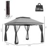 Outsunny Patio Pop Up Gazebo Shelter with Zipper Netting and Carry Bag; 10.7'x10.7'x8.9'; Light Gray