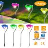 Solar Waterproof LED Walkway Lights; 7-Color Changing; 4 Pieces; Diamond Shaped