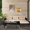Outdoor PE Rattan Furniture Set; Khaki Cushions; 3 Pieces