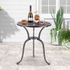 Round Cast Aluminum Patio Table with 2 Inch Umbrella Hole; 24 Inch