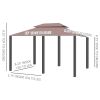 Outsunny 10x13 Khaki Gazebo with Curtains and Vented Roof; Steel Frame