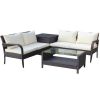 Sectional Wicker Rattan Furniture Set with Storage; 4 Pieces
