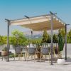 Outsunny Retractable Pergola; UV Resistant Canopy; Steel Frame; Beige
