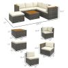 Outsunny PE Rattan Patio Furniture Set; White; 7 Pieces