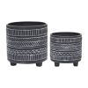 TRIBAL LOOK 6/8" FOOTED PLANTER; BLACK