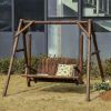 Outsunny Solid Wood Loveseat Swing; Brown