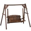 Outsunny Solid Wood Loveseat Swing; Brown