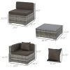 Outsunny 7-Piece Wicker Patio Furniture Set with Cushions; with Tempered Glass Table; Charcoal