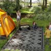 Outsunny Reversible 9' x 18' Patio Rug with Carry Bag; Black & Gray Rhombus Border