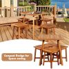 Outdoor Acacia Wood Furniture Set; Square Table and 4 Stools; 5 Pieces