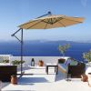 Solar LED Patio Cantilever Umbrella with 32 LED Lights; 10 ft