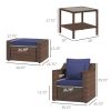 Outsunny Patio Wicker Chair Set with Accent Pillows and Coffee Table; 5-Piece