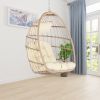 Outdoor Rattan Hanging Egg Swing Chair; Wood/Khaki