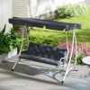 Outsunny Bench Cushion Tufted 3-Seater for Swing; Dark Gray