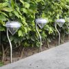 Stainless Steel Solar Patio Stake Lights; 1 Item Includes 3 Lights