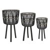 BAMBOO PLANTERS 11"/13"/15"; BLACK
