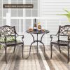 Round Cast Aluminum Patio Table with 2 Inch Umbrella Hole; 24 Inch