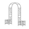Metal Garden Arbor with 2 Side Planters