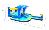 6 in1 Inflatable Water Park for Children; Includes a Slide, Trampoline, Bouncing House, Dolphin Sprinkler, Water Gun Target Games & Basketball
