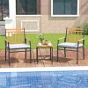 Acacia Wood Patio Conversation Set with Cushions