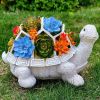 Outdoor Solar LED Turtle Light; Succulents Planter Stand