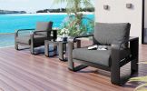 3 Piece Patio Furniture With Thick Cushion And Coffee Table