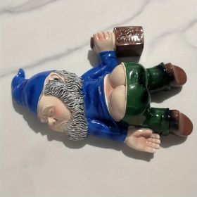 Drunken Garden Gnome Statue, Garden Decoration (Color: Drunk-blue)