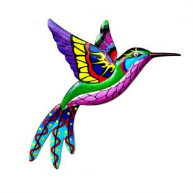 Metal Hummingbird Wall Art Decor, Iron Outdoor Hanging Ornament (Color: Pink)