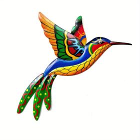 Metal Hummingbird Wall Art Decor, Iron Outdoor Hanging Ornament (Color: Orange)