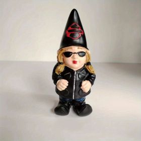 Biker Themed Garden Gnome Statue; Decoration For Desktop or Garden (Color: Halley Female)